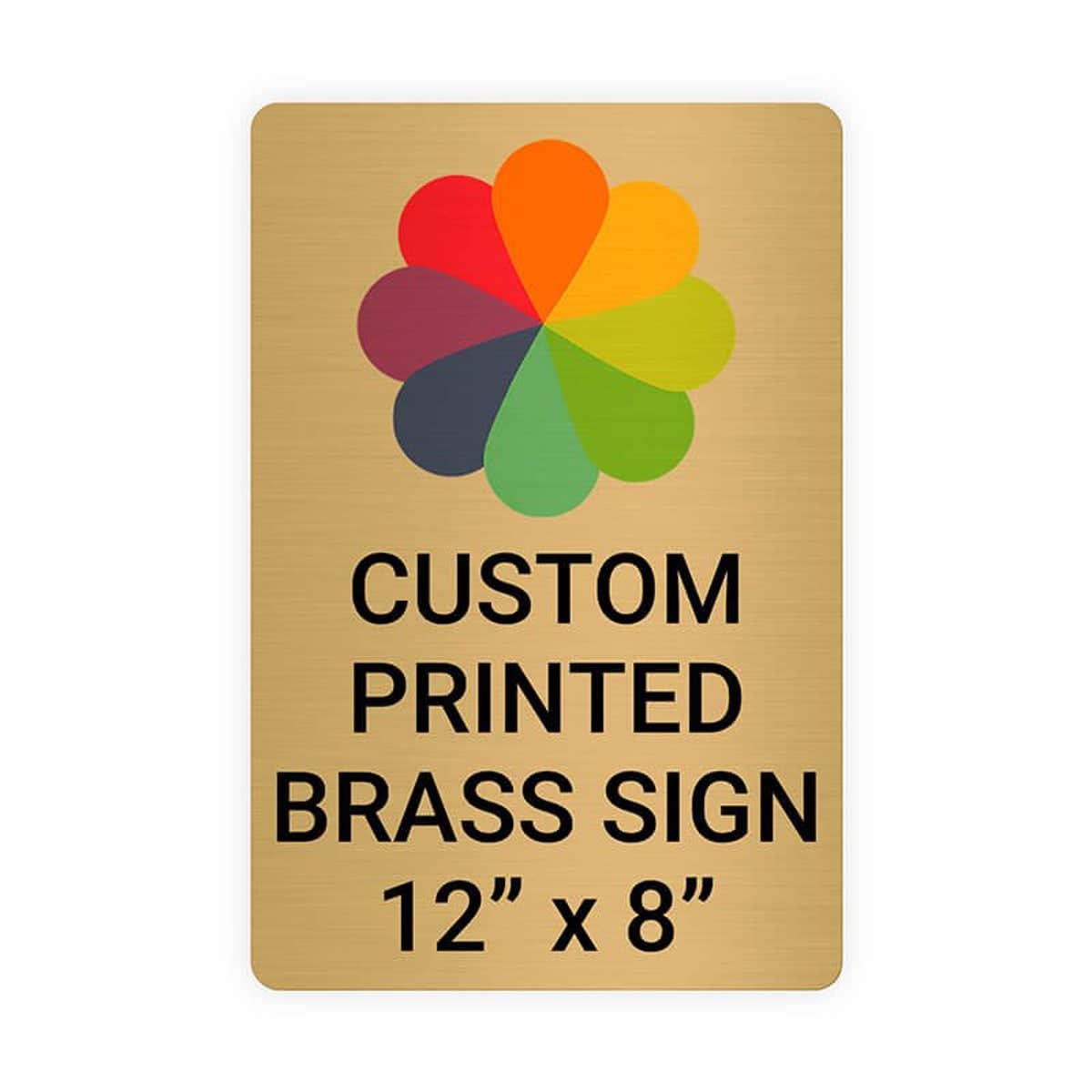 Vertical Full Color Brass Signs 12" x 8"
