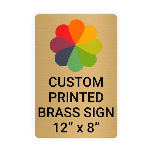 Vertical Full Color 12" x 8" Brass Signs