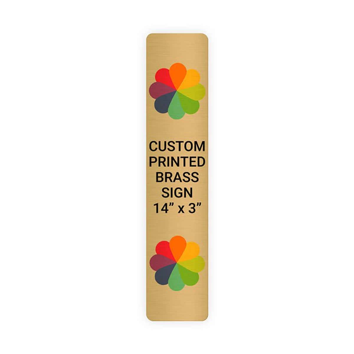 Vertical Full Color Brass Signs 14" x 3"