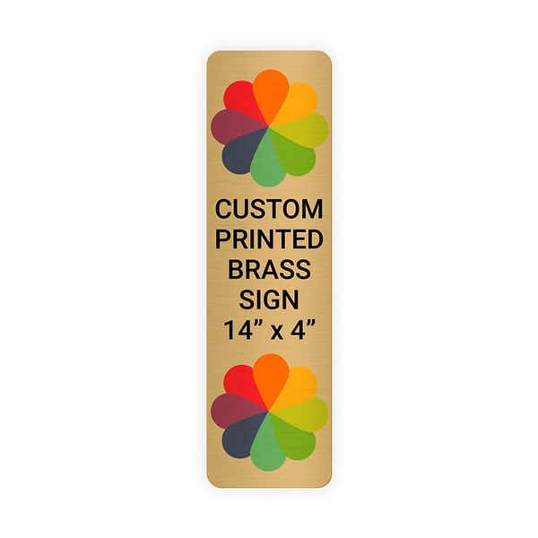 Vertical Full Color 14" x 4" Brass Signs 