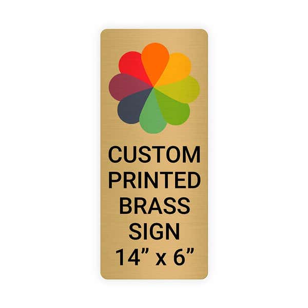 Vertical Full Color 14" x 6" Brass Signs 