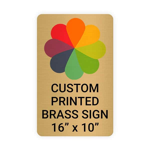 Vertical Full Color 16" x 10" Brass Signs 