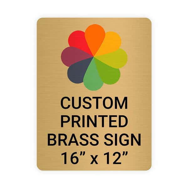 Vertical Full Color 16" x 12" Brass Signs 