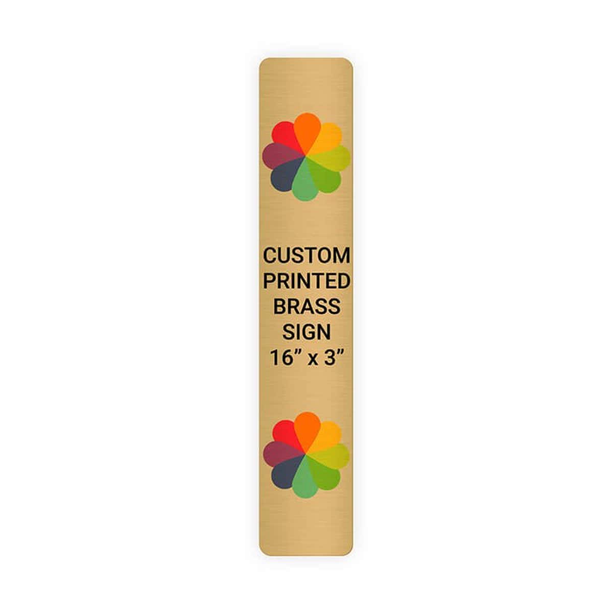 Vertical Full Color Brass Signs 16" x 3"