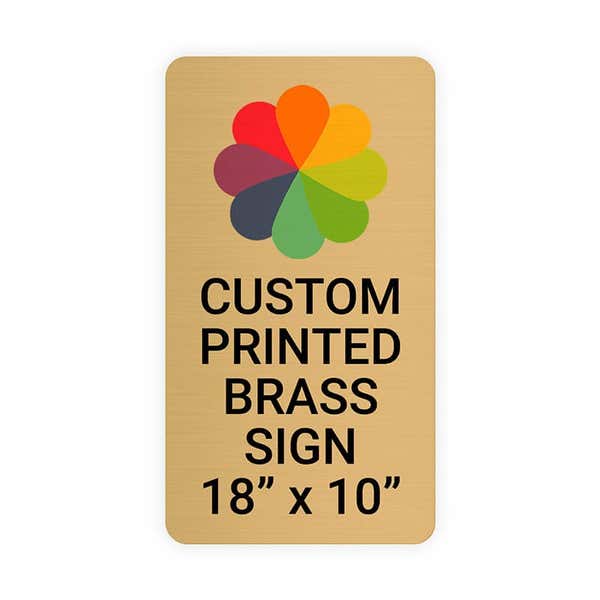 Vertical Full Color 18" x 10" Brass Signs