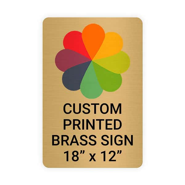 Vertical Full Color 18" x 12" Brass Signs 
