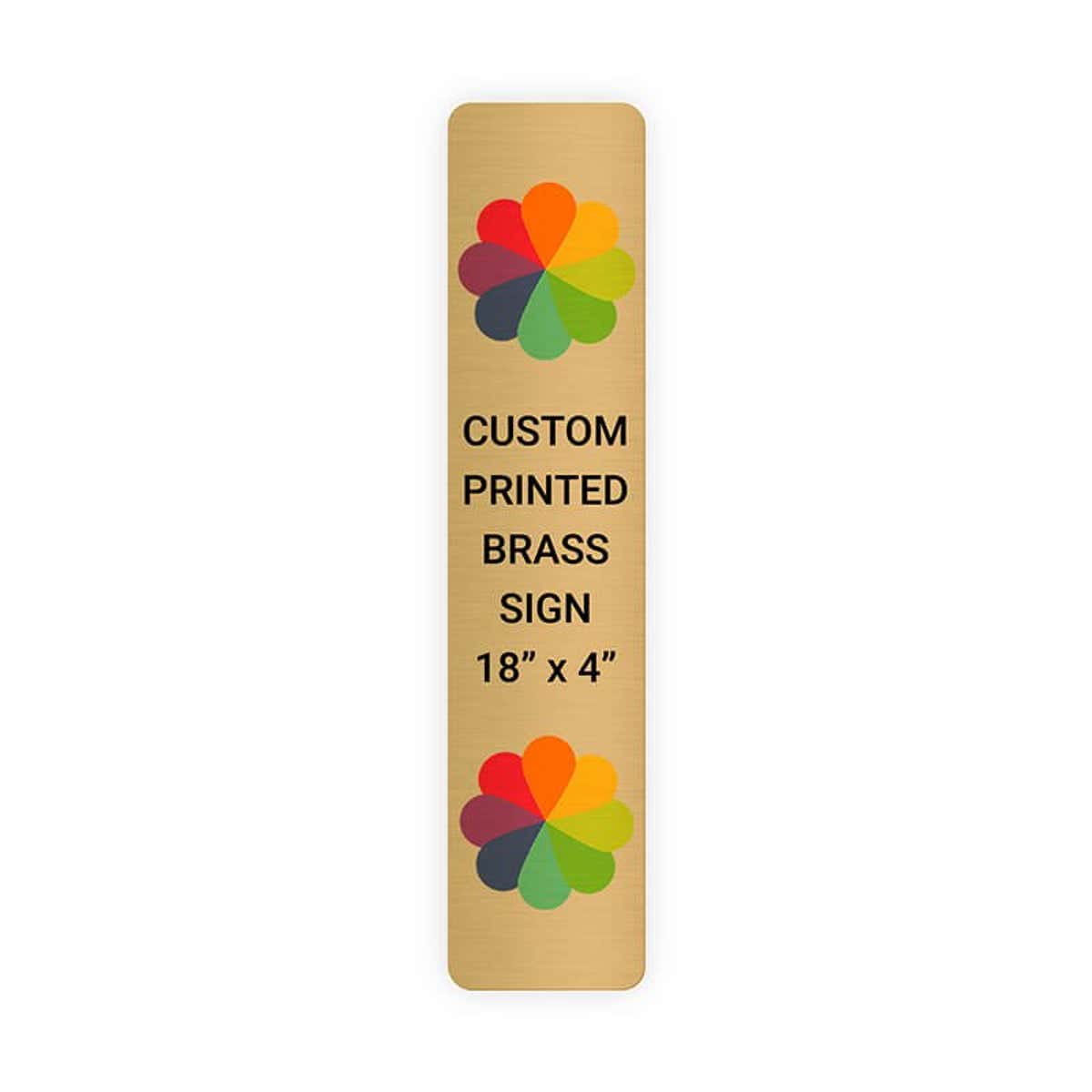 Vertical Full Color Brass Signs 18" x 4"