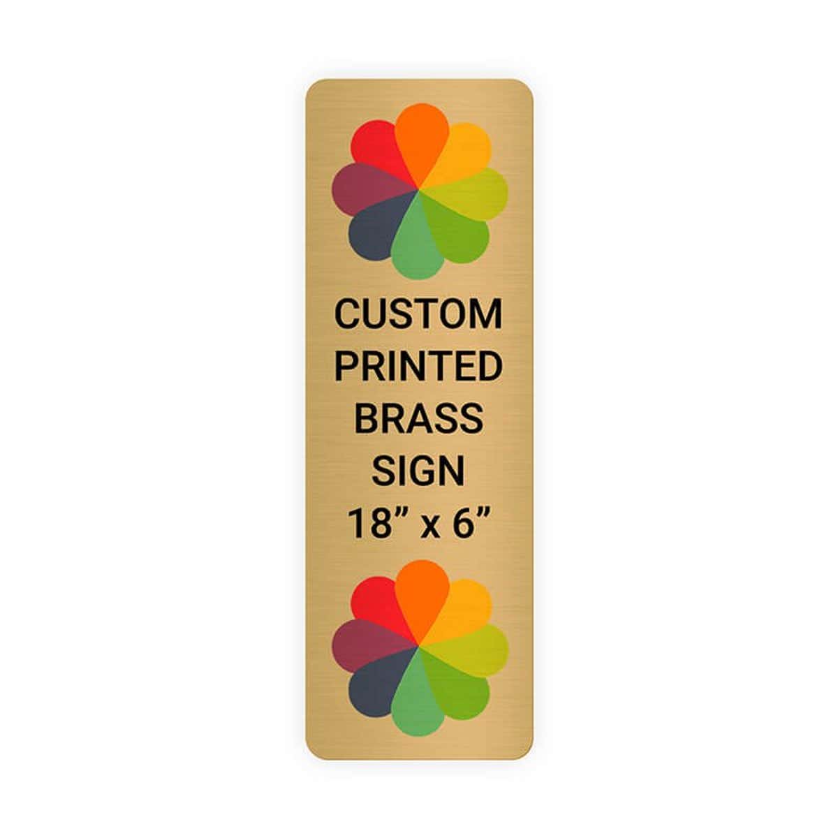 Vertical Full Color Brass Signs 18" x 6"
