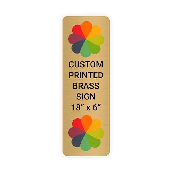 Vertical Full Color 18" x 6" Brass Signs 