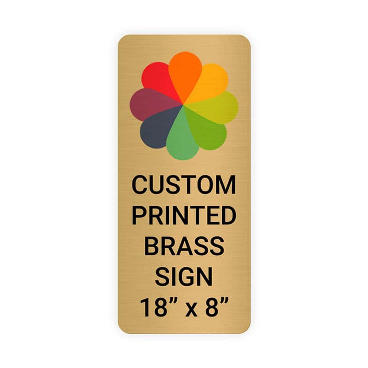 Vertical Full Color Brass Signs 18" x 8"