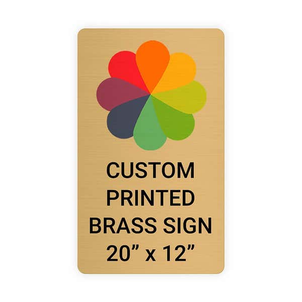 Vertical Full Color 20" x 12" Brass Signs