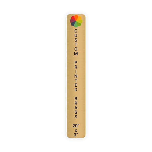 Vertical Full Color 20" x 3" Brass Signs
