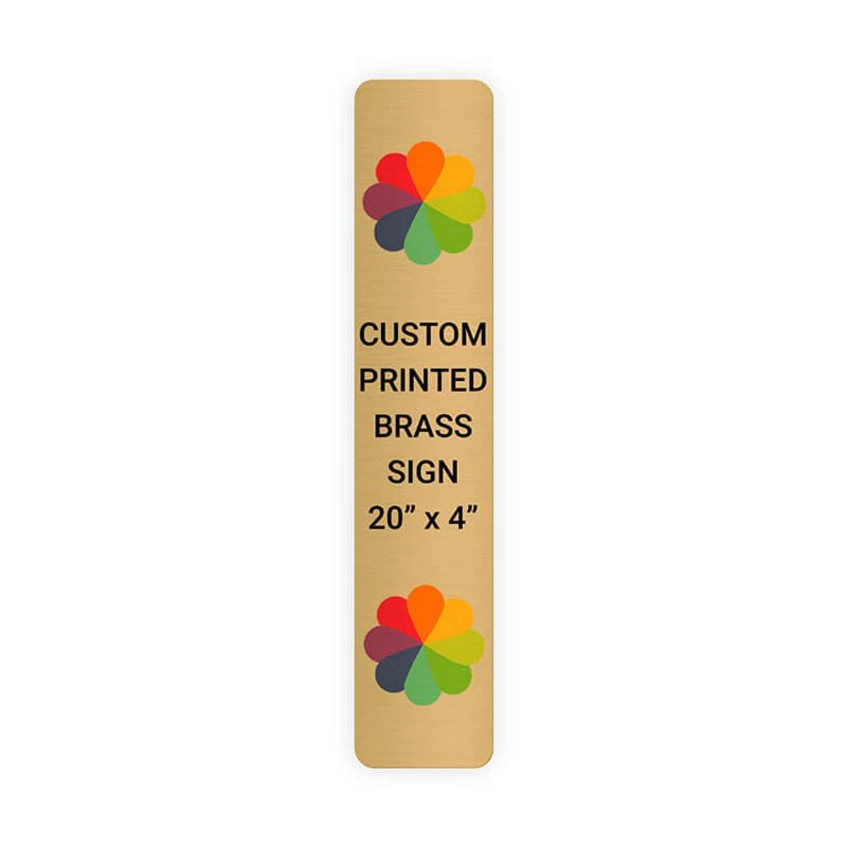 Vertical Full Color Brass Signs 20" x 4"