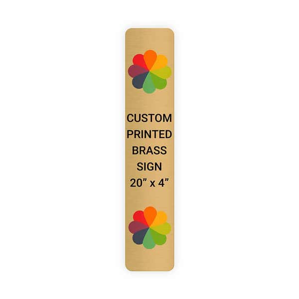 Vertical Full Color 20" x 4" Brass Signs