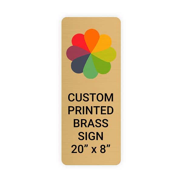 Vertical Full Color 20" x 8" Brass Signs 