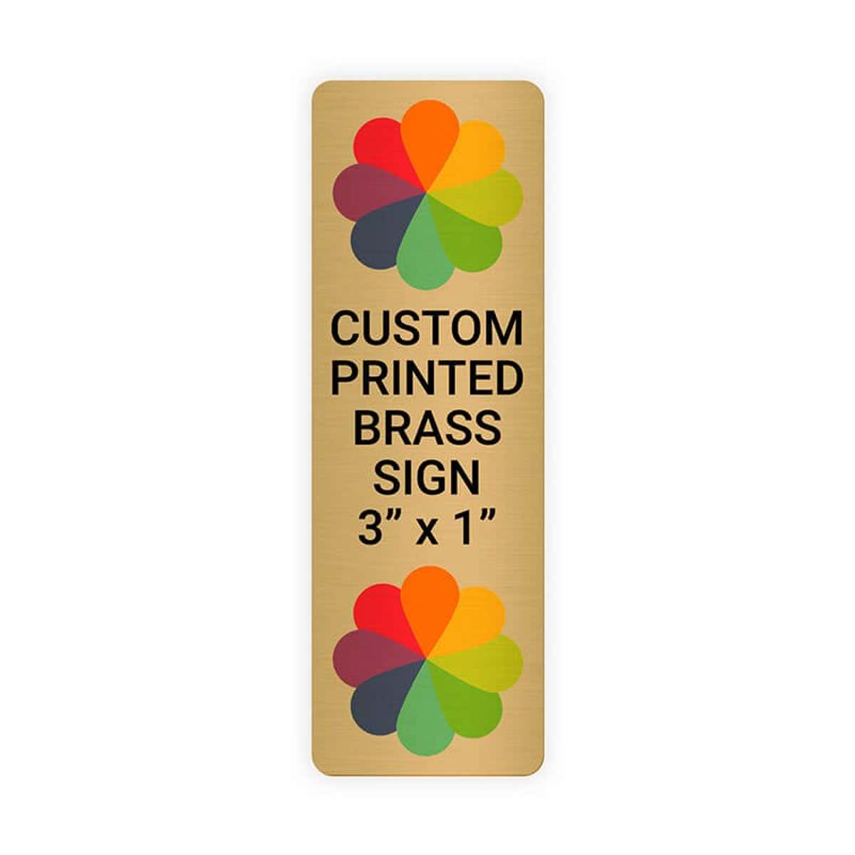 Vertical Full Color Brass Signs 3" x 1"
