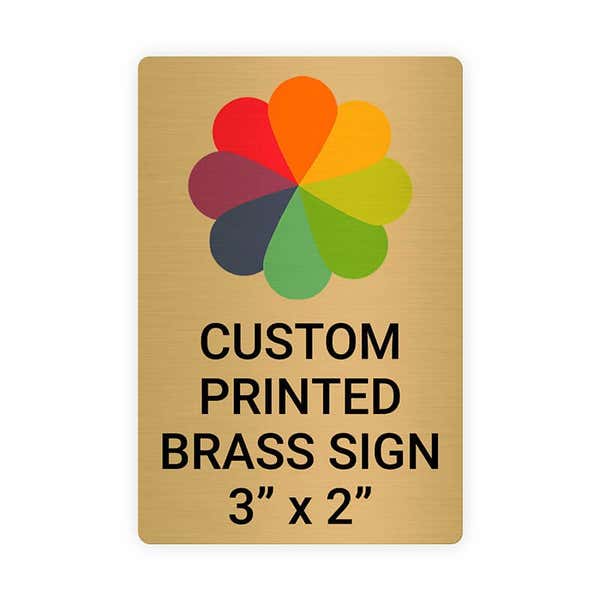 Vertical Full Color 3" x 2" Brass Signs 
