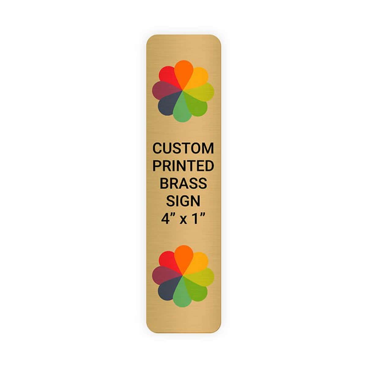 Vertical Full Color Brass Signs 4" x 1"