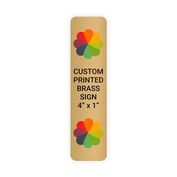 Vertical Full Color 4" x 1" Brass Signs 