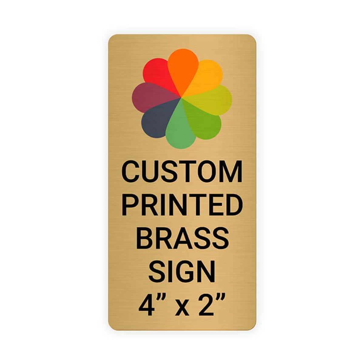 Vertical Full Color Brass Signs 4" x 2"