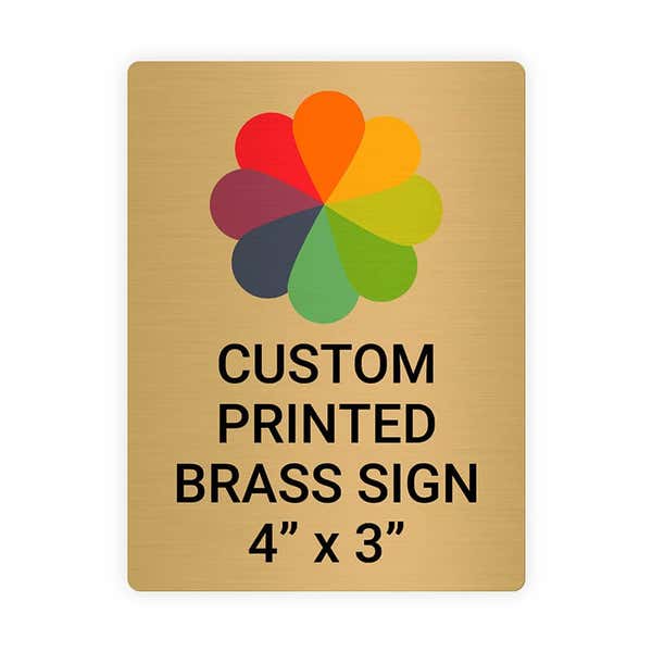 Vertical Full Color 4" x 3" Brass Signs