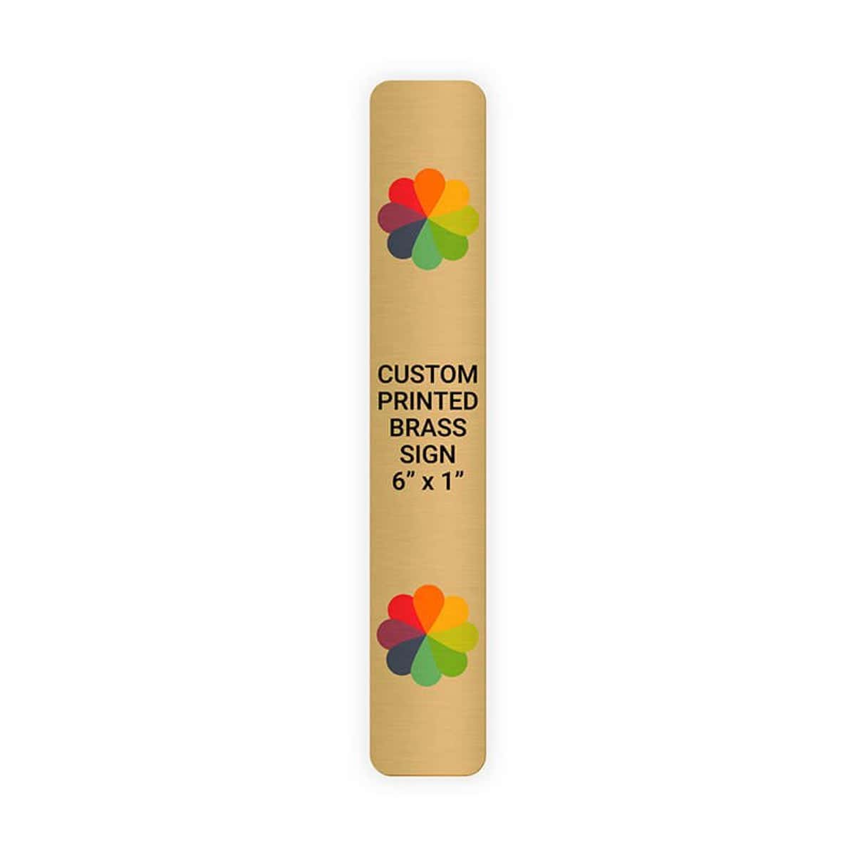 Vertical Full Color Brass Signs 6" x 1"