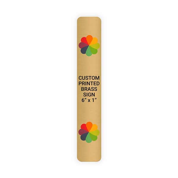 Vertical Full Color 6" x 1" Brass Signs