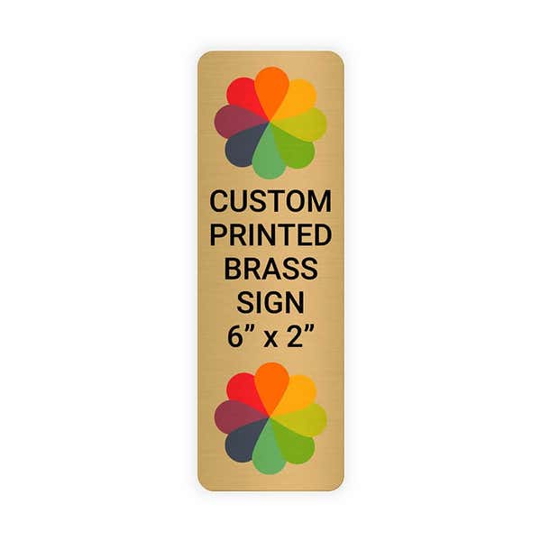Vertical Full Color 6" x 2" Brass Signs