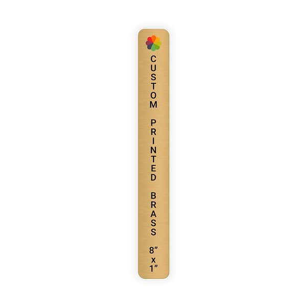 Vertical Full Color 8" x 1" Brass Signs 