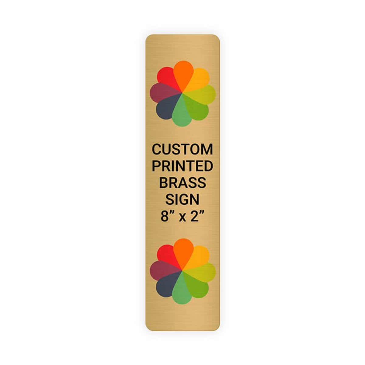 Vertical Full Color Brass Signs 8" x 2"