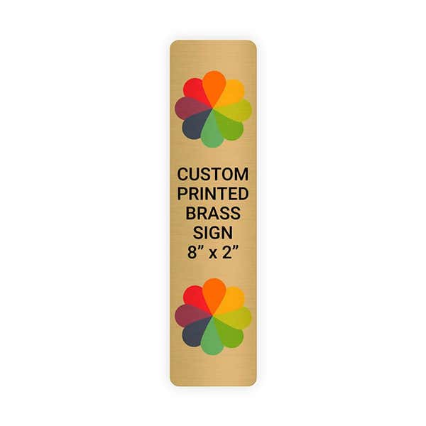 Vertical Full Color 8" x 2" Brass Signs