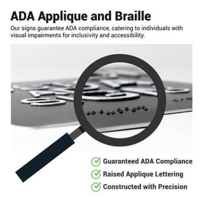 Black Unisex 9" x 6" ADA Braille Restroom Sign - alternate view
