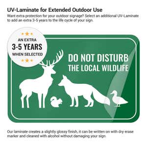 How the laminate helps keep UV-LED aluminum signs vibrant and allows you to write on them with dry erase markers