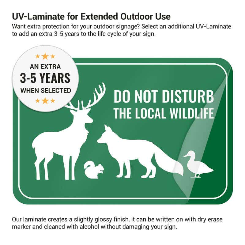 How the laminate helps keep UV-LED aluminum signs vibrant and allows you to write on them with dry erase markers