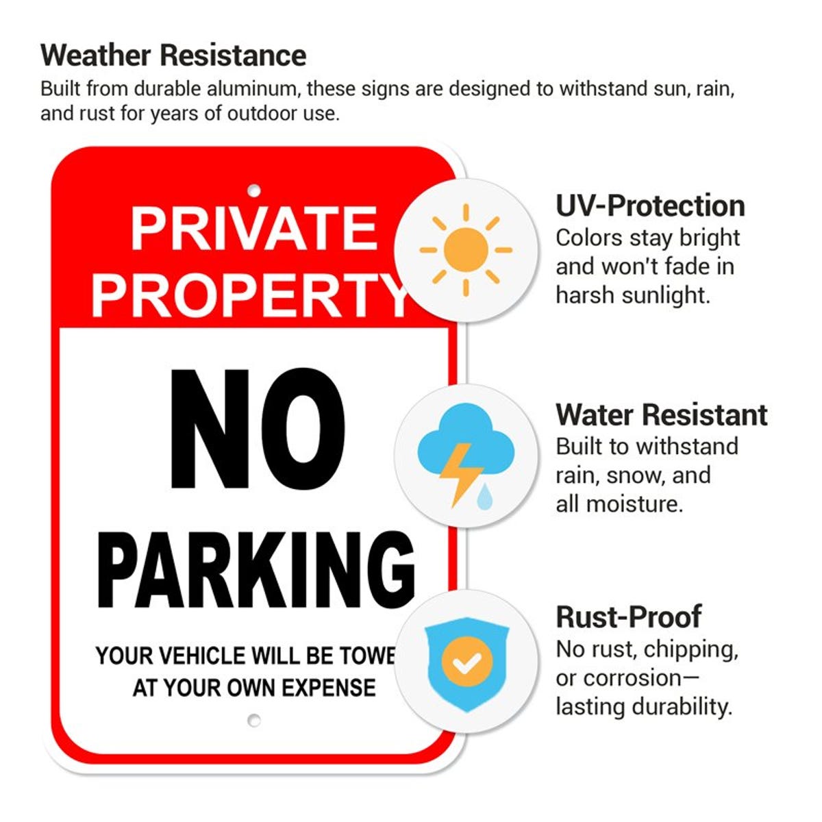 The weather resistance and durability of the aluminum signs from Custom Signs