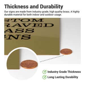 Infographic showing the thickness and durability of brass signs