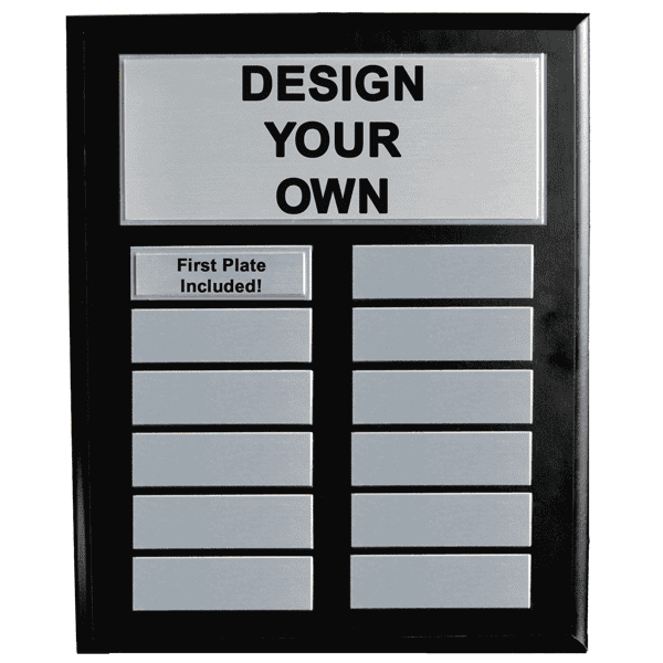 Custom 12 Plates 10" x 13" Black Board Perpetual Plaque