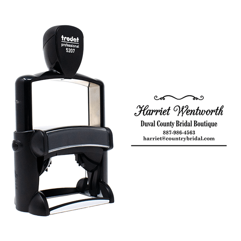 Custom Script Serif 4 Line Professional Stamp with Body