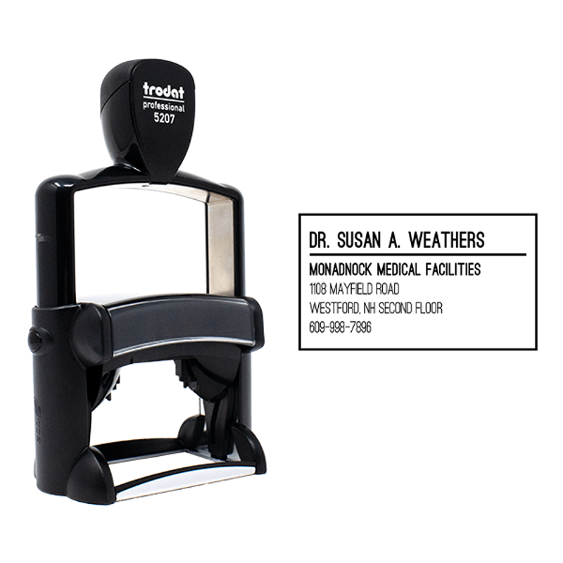 Custom Condensed Sans Serif 5 Line Profession Stamp with Body