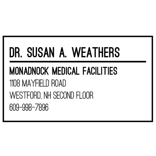 Custom Condensed Sans Serif 5 Line Professional Stamp
