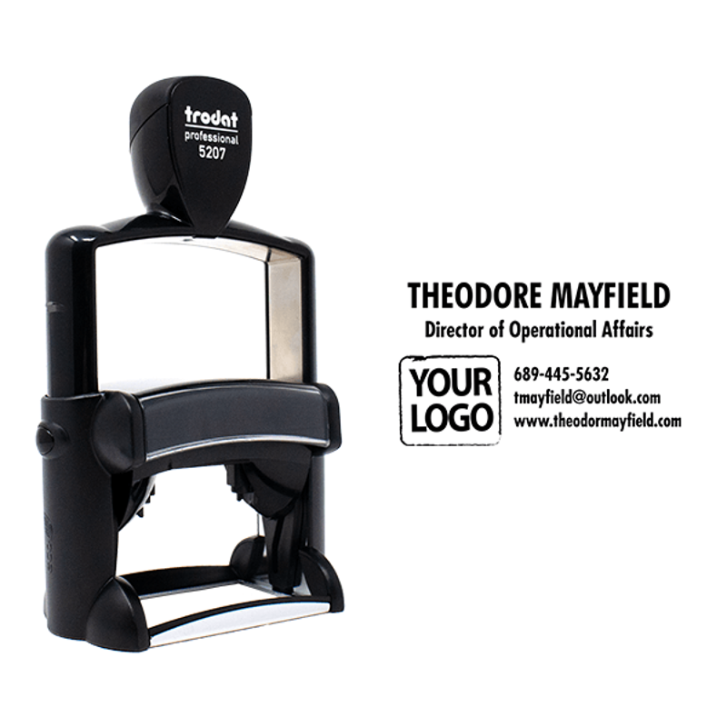 Custom Sans Serif 5 Line Professional Stamp with Logo with Body