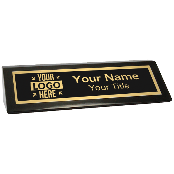 Custom Black 2" x 8" Logo Desk Plate