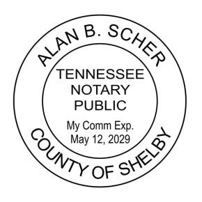 Tennessee Round Notary Seal impression with black ink