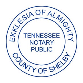 Tennessee without Date Round Notary Seal impression in blue ink
