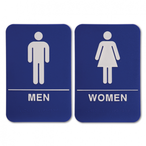 Blue ADA Braille Men's & Women's Restroom Sign Set | 9