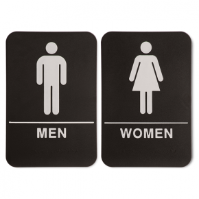 Black ADA Braille Men's & Women's Restroom Sign Set | 9