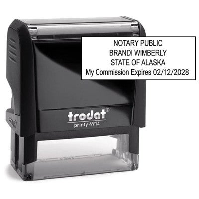 Example of Impression atop Alaska Notary Rectangle Stamp