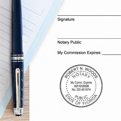 Florida Notary Bonded Thru Agency Impression on White