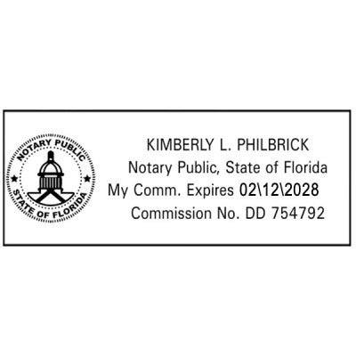 Florida Notary Public Seal Rectangular Stamp Impression