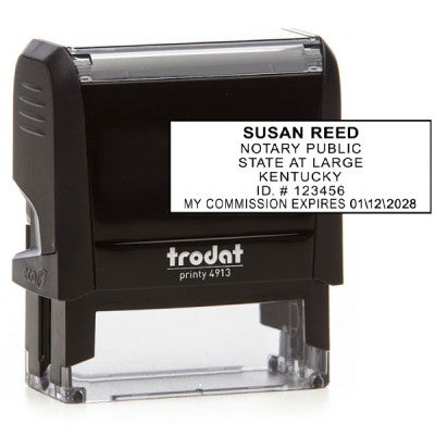 Kentucky Notary Rectangle impression laid on top of 4914 stamp body